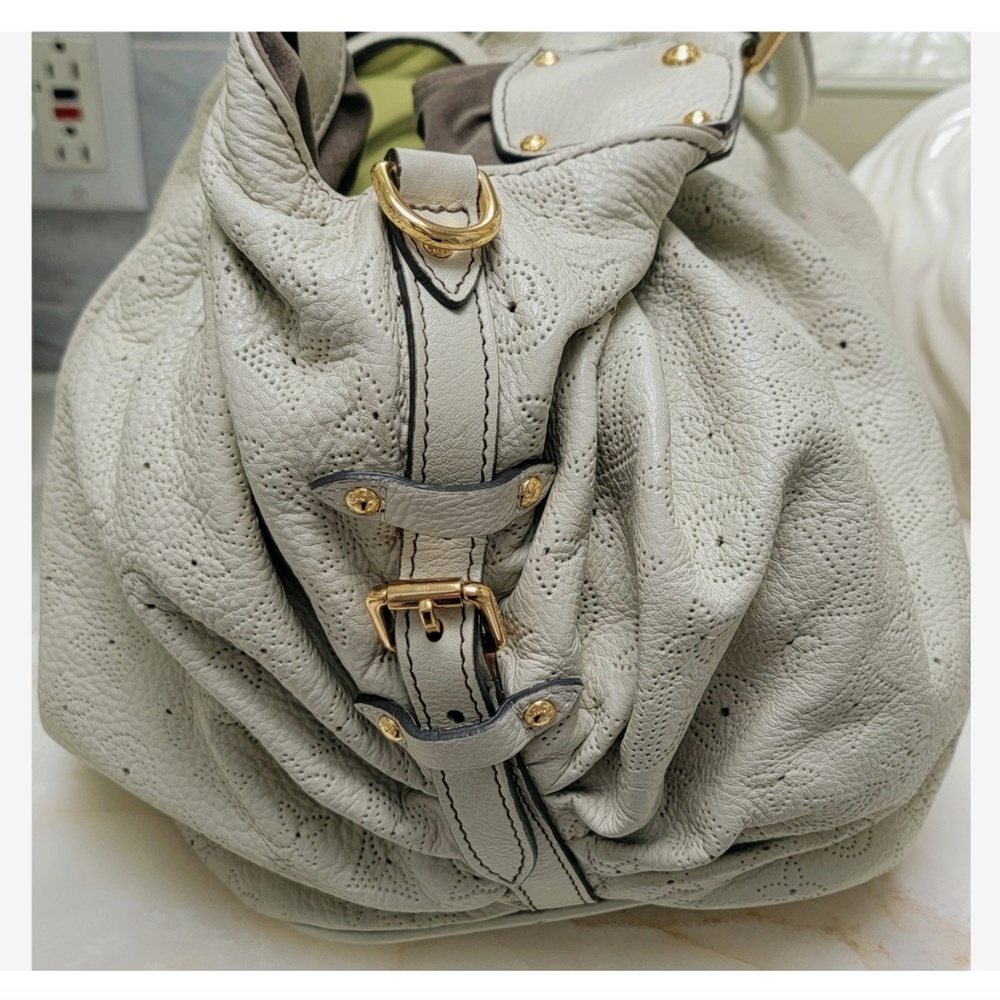 Louis Vuitton Grande Vert GRIS Mahina Leather Handbag GM XL Purse Satchel TH2097 - Picture 8 of 16